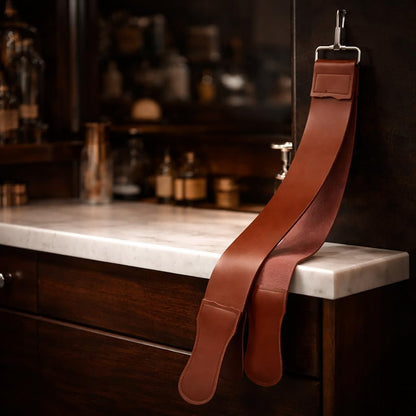 Gents Leather Razor Strop 2.5" x 23.5" Cowhide Straight Razor Strop Dual Sided Canvas Barber Sharpening Strap for Razors Knives Tools