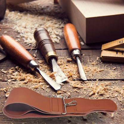 Gents Leather Razor Strop 2.5" x 23.5" Cowhide Straight Razor Strop Dual Sided Canvas Barber Sharpening Strap for Razors Knives Tools