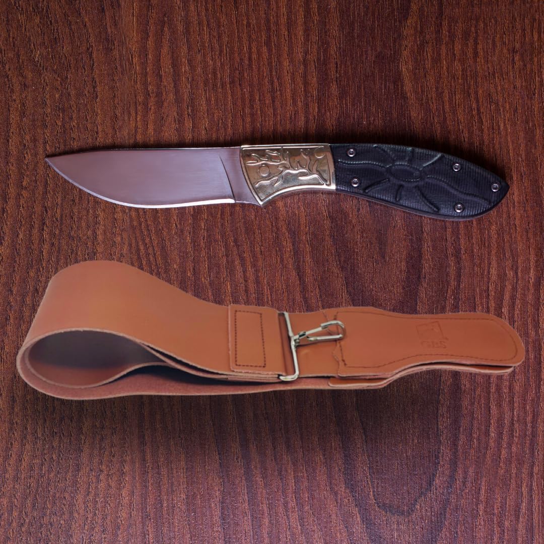 Gents Leather Razor Strop 2.5" x 23.5" Cowhide Straight Razor Strop Dual Sided Canvas Barber Sharpening Strap for Razors Knives Tools