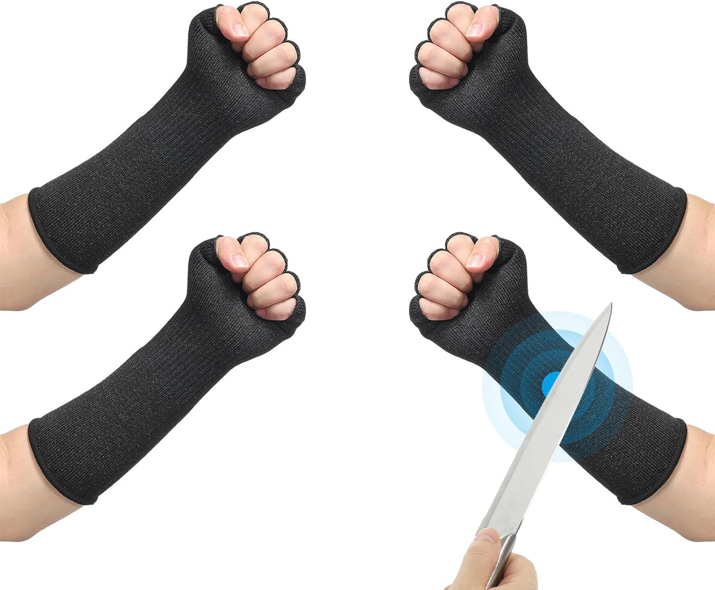 Cut Resistant Sleeves with Finger Grips Forearm Protective Sleeves Level 5 Protection Arm Safety Protectors Sleeve