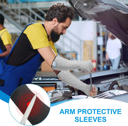 Cut Resistant Sleeves with Finger Grips Forearm Protective Sleeves Level 5 Protection Arm Safety Protectors Sleeve