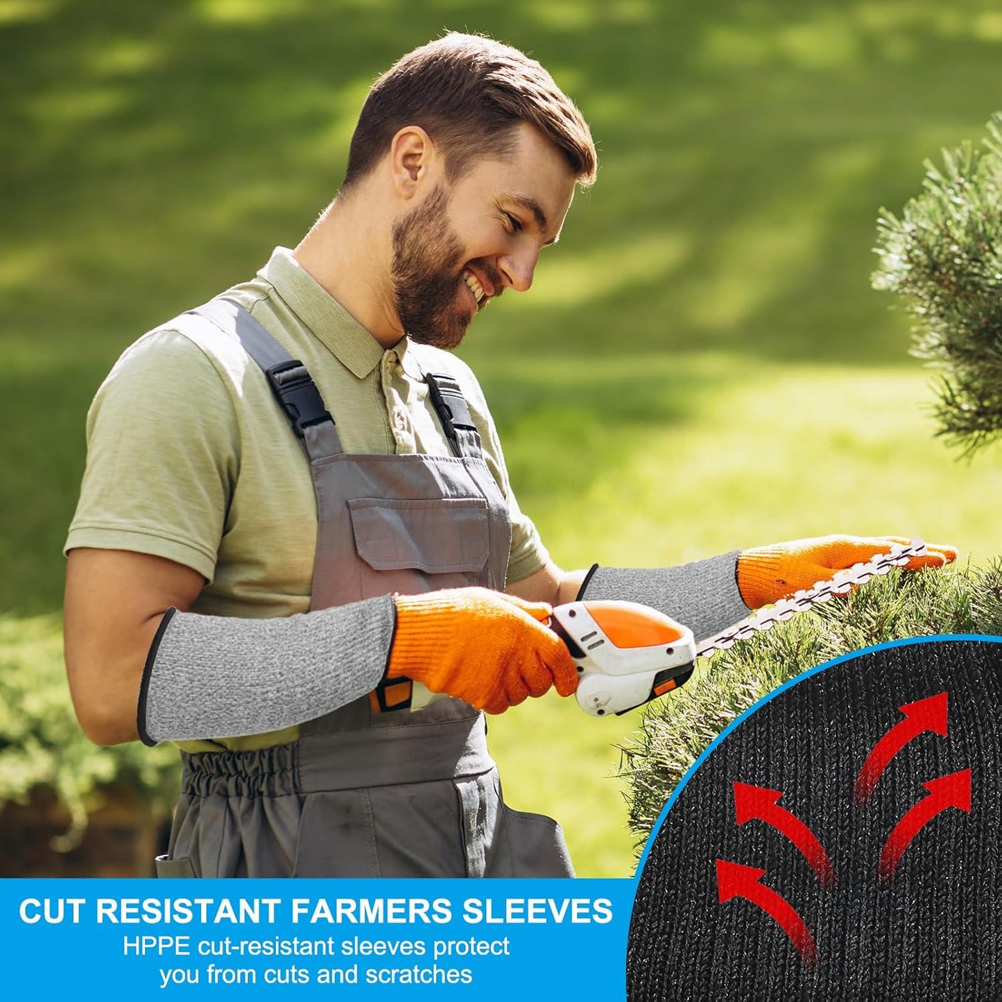 Cut Resistant Sleeves with Finger Grips Forearm Protective Sleeves Level 5 Protection Arm Safety Protectors Sleeve