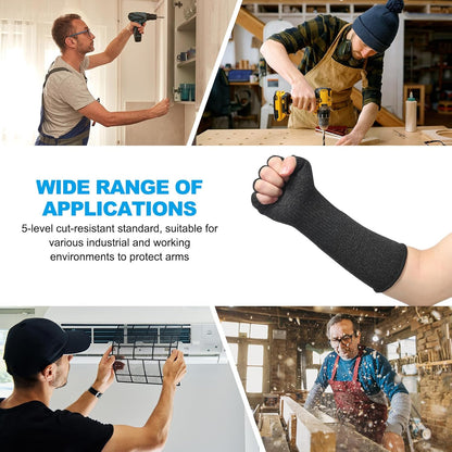 Cut Resistant Sleeves with Finger Grips Forearm Protective Sleeves Level 5 Protection Arm Safety Protectors Sleeve