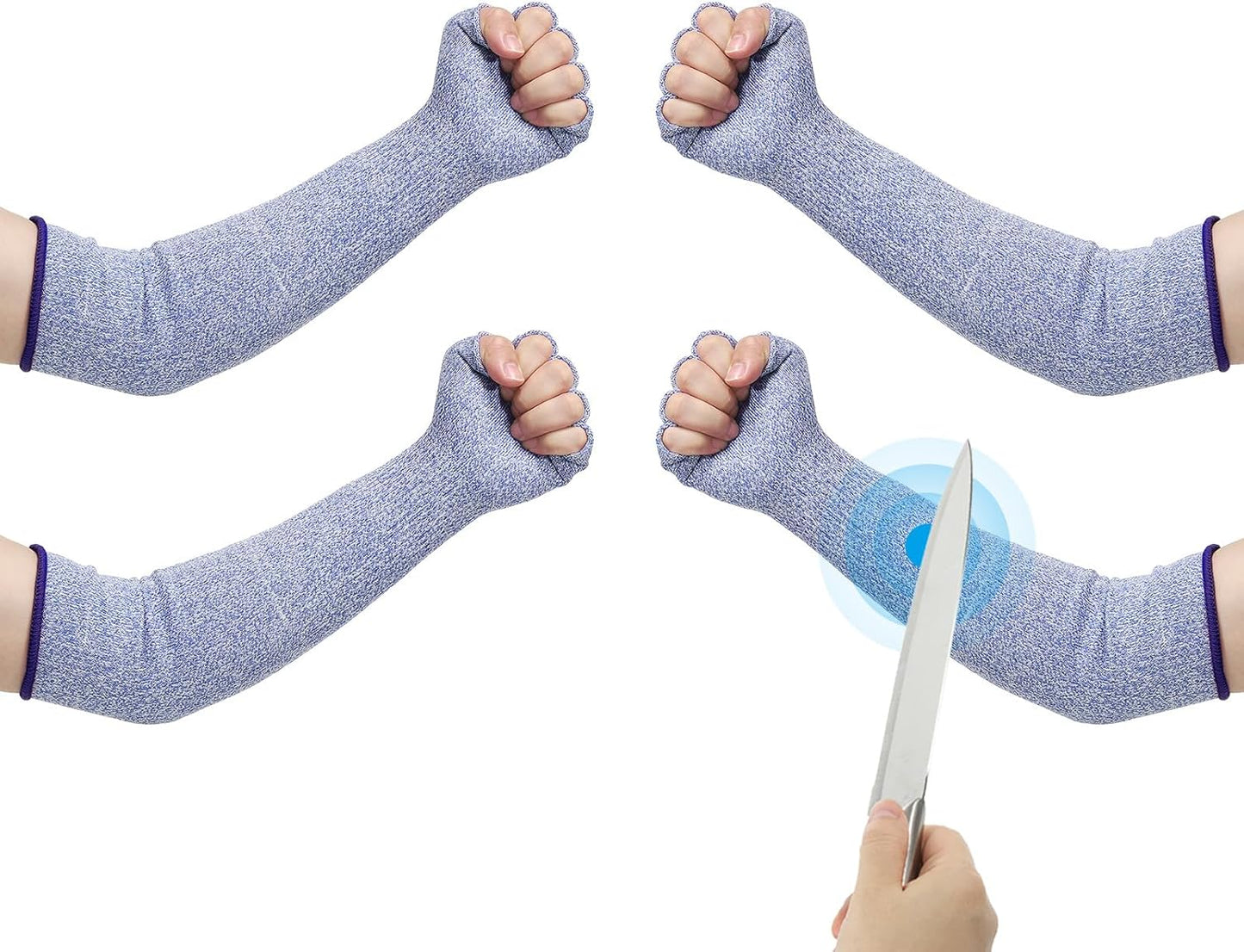 Cut Resistant Sleeves with Finger Grips Forearm Protective Sleeves Level 5 Protection Arm Safety Protectors Sleeve