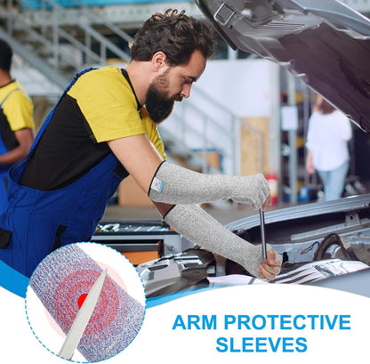 Cut Resistant Sleeves with Finger Grips Forearm Protective Sleeves Level 5 Protection Arm Safety Protectors Sleeve