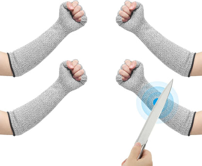 Cut Resistant Sleeves with Finger Grips Forearm Protective Sleeves Level 5 Protection Arm Safety Protectors Sleeve