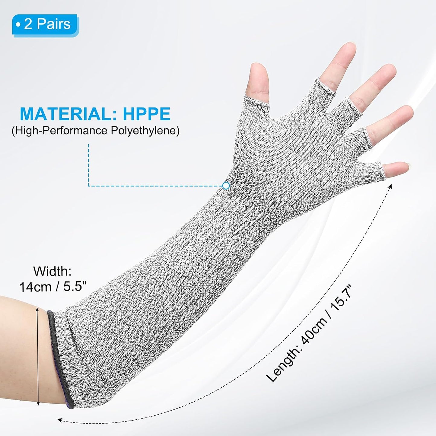 Cut Resistant Sleeves with Finger Grips Forearm Protective Sleeves Level 5 Protection Arm Safety Protectors Sleeve