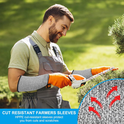 Cut Resistant Sleeves with Finger Grips Forearm Protective Sleeves Level 5 Protection Arm Safety Protectors Sleeve
