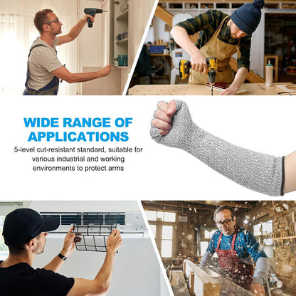 Cut Resistant Sleeves with Finger Grips Forearm Protective Sleeves Level 5 Protection Arm Safety Protectors Sleeve