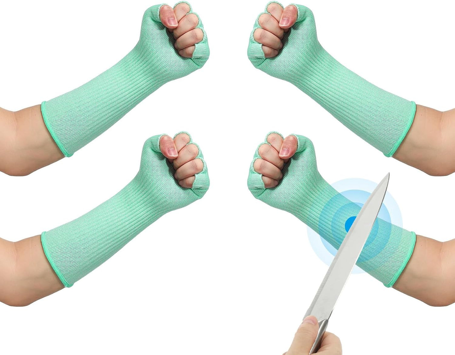 Cut Resistant Sleeves with Finger Grips Forearm Protective Sleeves Level 5 Protection Arm Safety Protectors Sleeve
