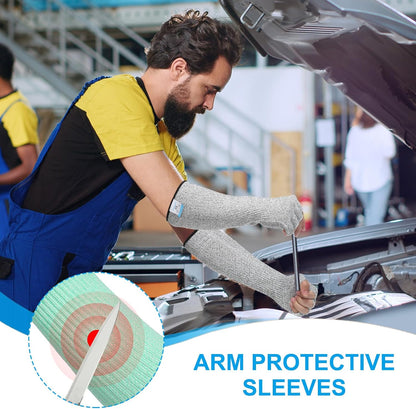 Cut Resistant Sleeves with Finger Grips Forearm Protective Sleeves Level 5 Protection Arm Safety Protectors Sleeve