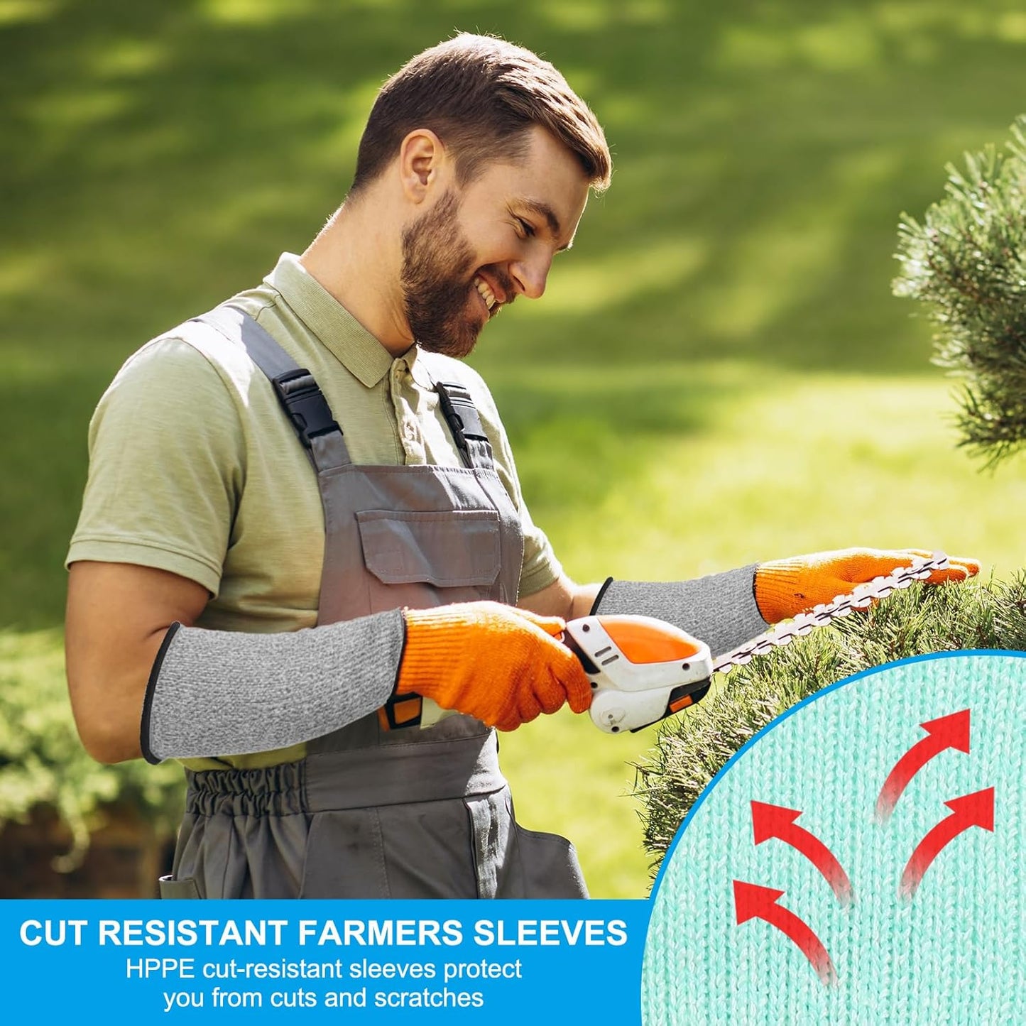 Cut Resistant Sleeves with Finger Grips Forearm Protective Sleeves Level 5 Protection Arm Safety Protectors Sleeve