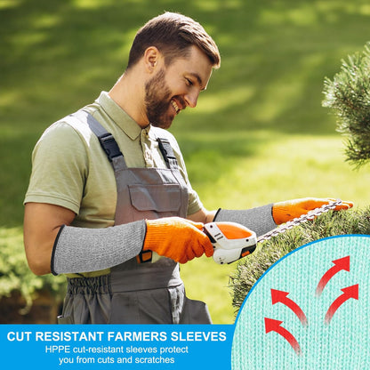 Cut Resistant Sleeves with Finger Grips Forearm Protective Sleeves Level 5 Protection Arm Safety Protectors Sleeve