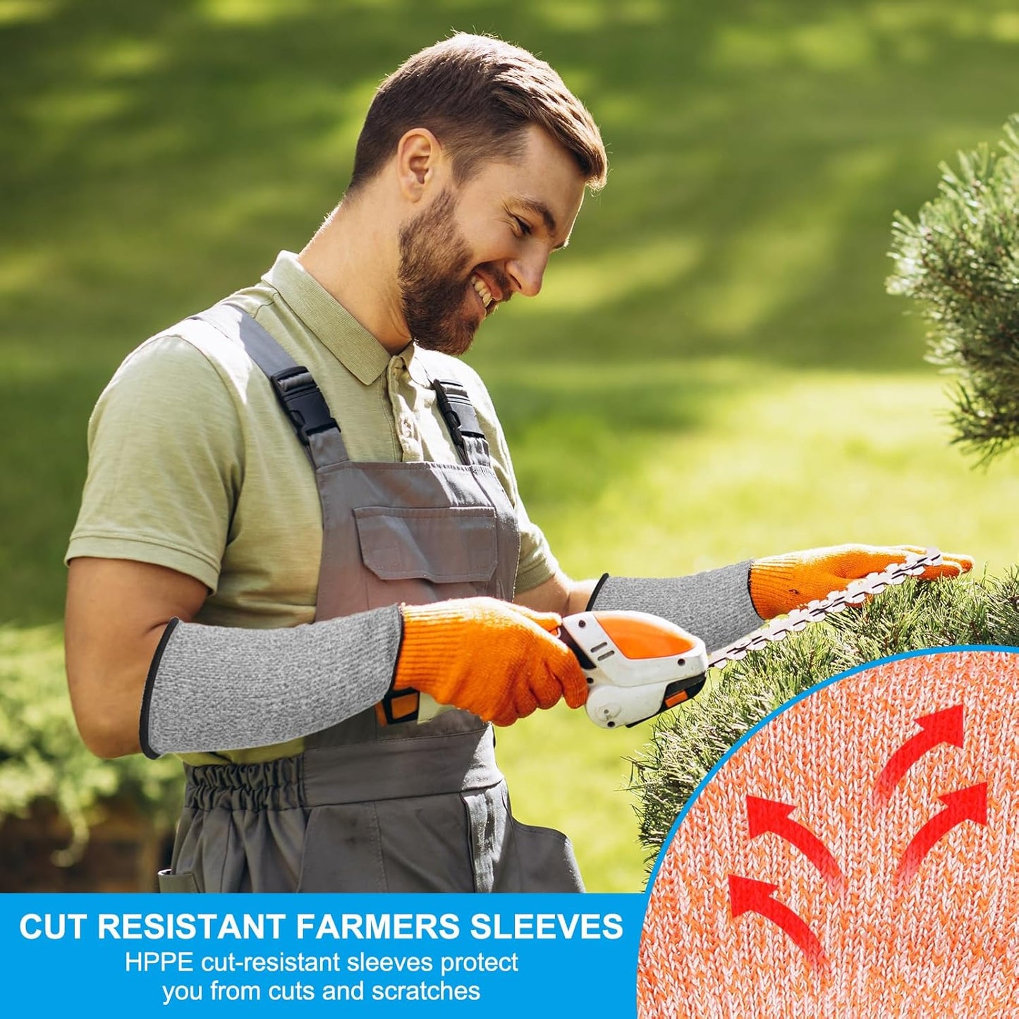 Cut Resistant Sleeves with Finger Grips Forearm Protective Sleeves Level 5 Protection Arm Safety Protectors Sleeve