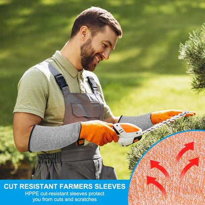 Cut Resistant Sleeves with Finger Grips Forearm Protective Sleeves Level 5 Protection Arm Safety Protectors Sleeve