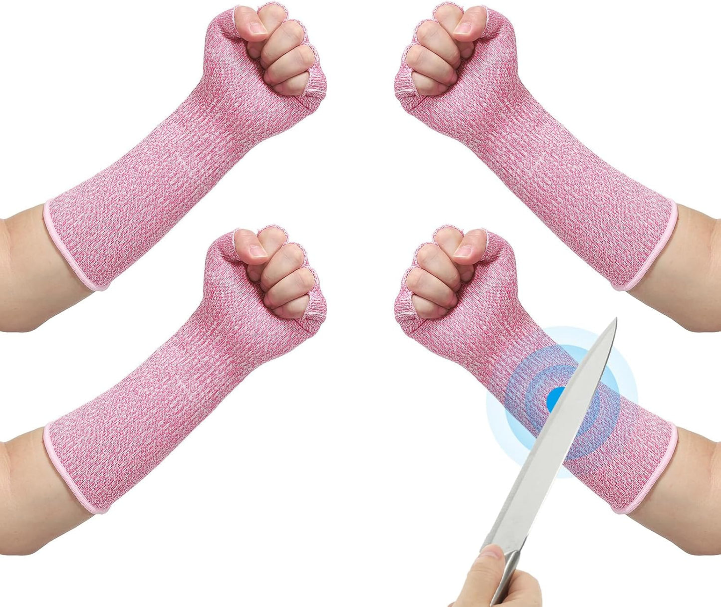 Cut Resistant Sleeves with Finger Grips Forearm Protective Sleeves Level 5 Protection Arm Safety Protectors Sleeve