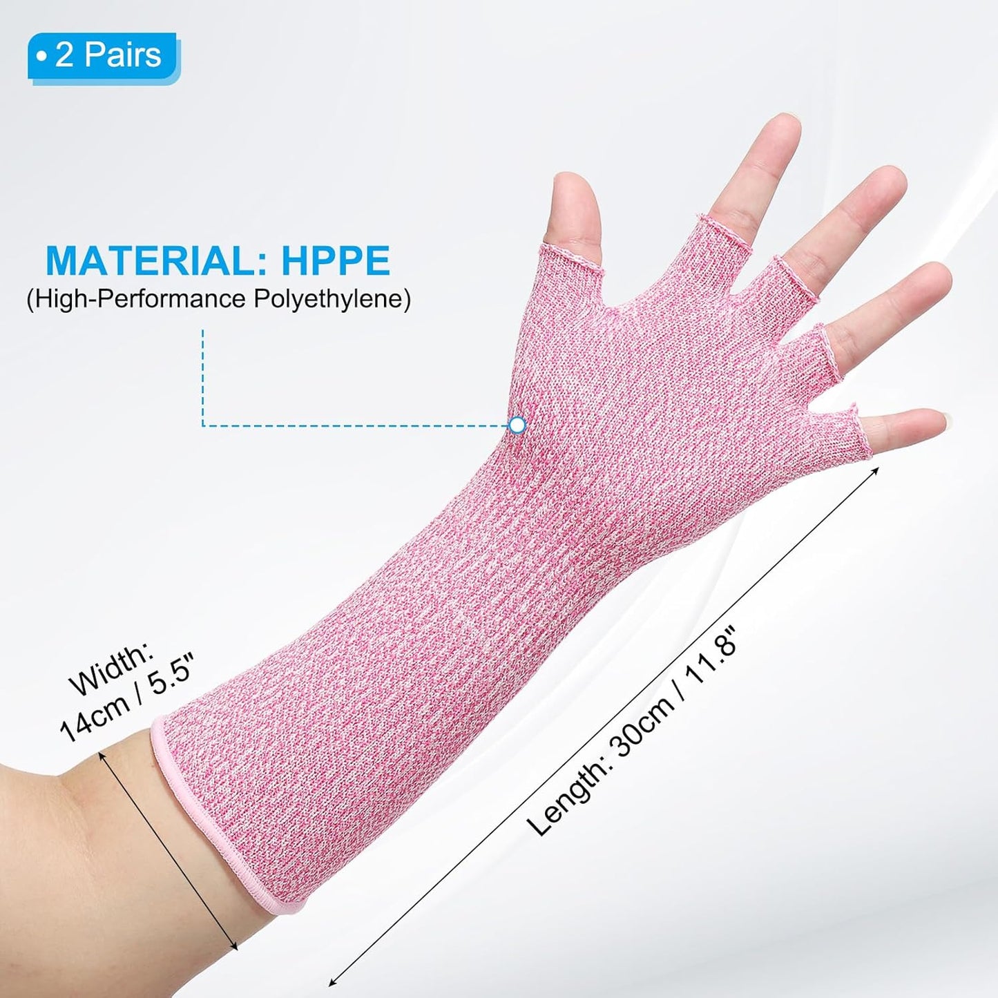 Cut Resistant Sleeves with Finger Grips Forearm Protective Sleeves Level 5 Protection Arm Safety Protectors Sleeve