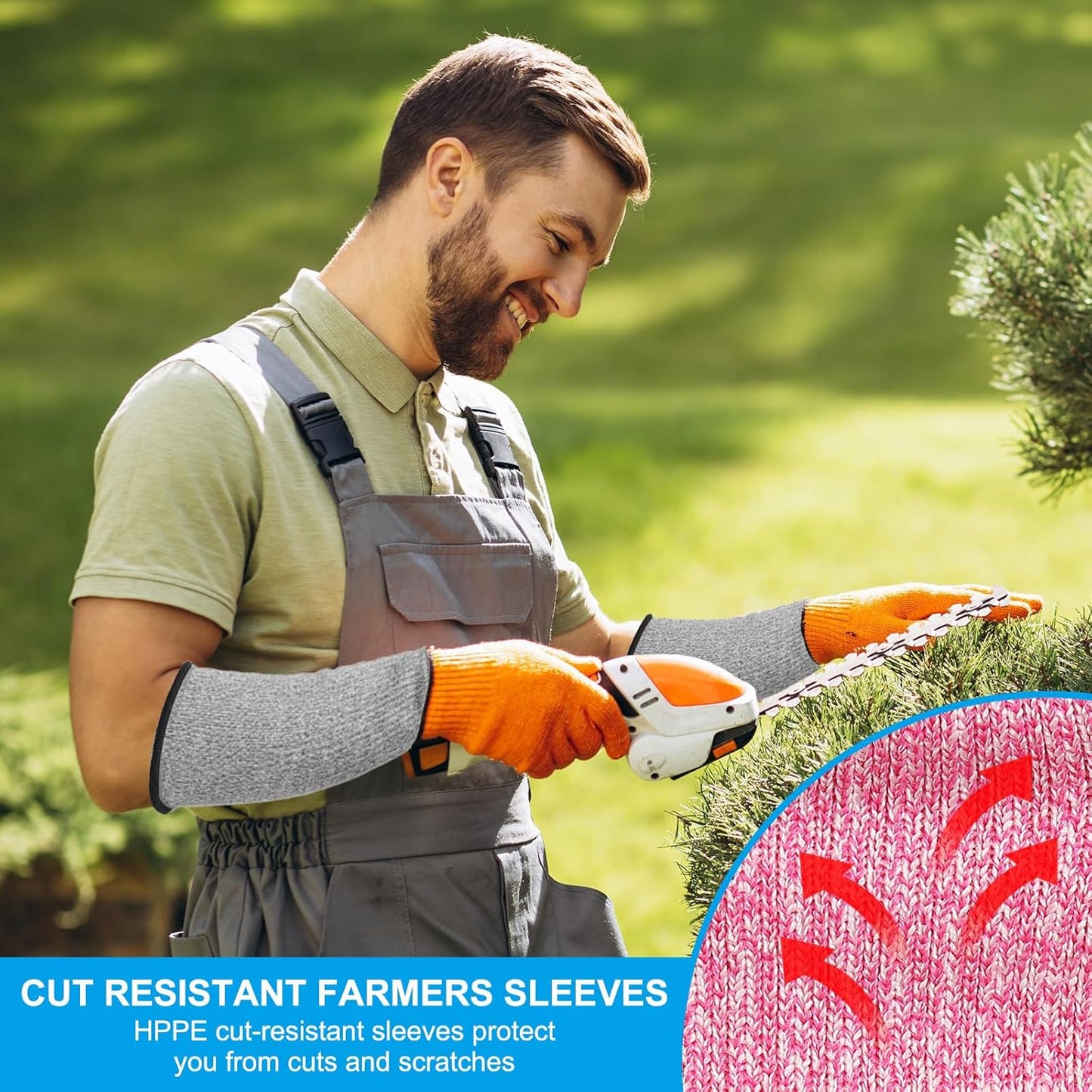 Cut Resistant Sleeves with Finger Grips Forearm Protective Sleeves Level 5 Protection Arm Safety Protectors Sleeve