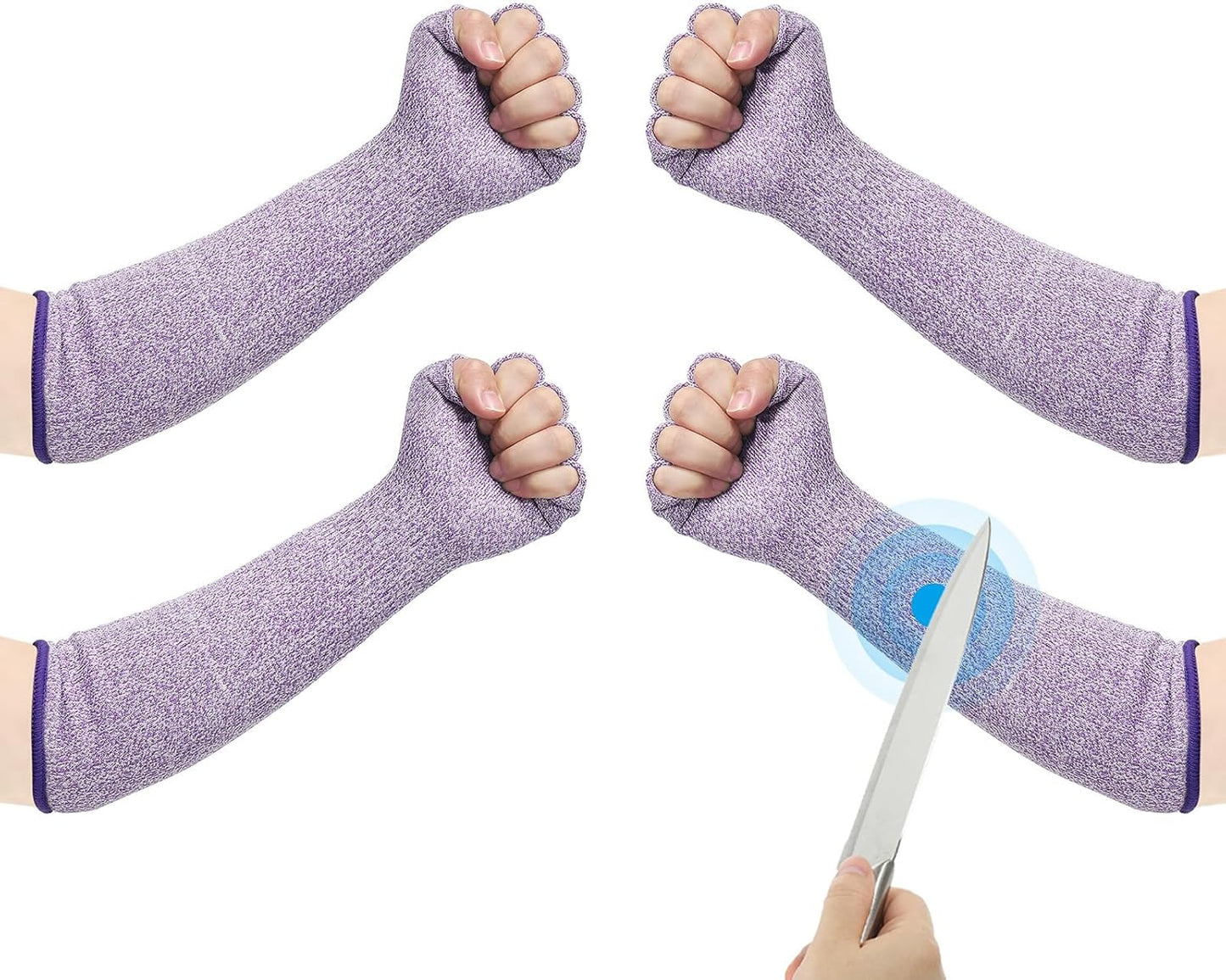 Cut Resistant Sleeves with Finger Grips Forearm Protective Sleeves Level 5 Protection Arm Safety Protectors Sleeve