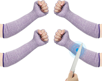 Cut Resistant Sleeves with Finger Grips Forearm Protective Sleeves Level 5 Protection Arm Safety Protectors Sleeve