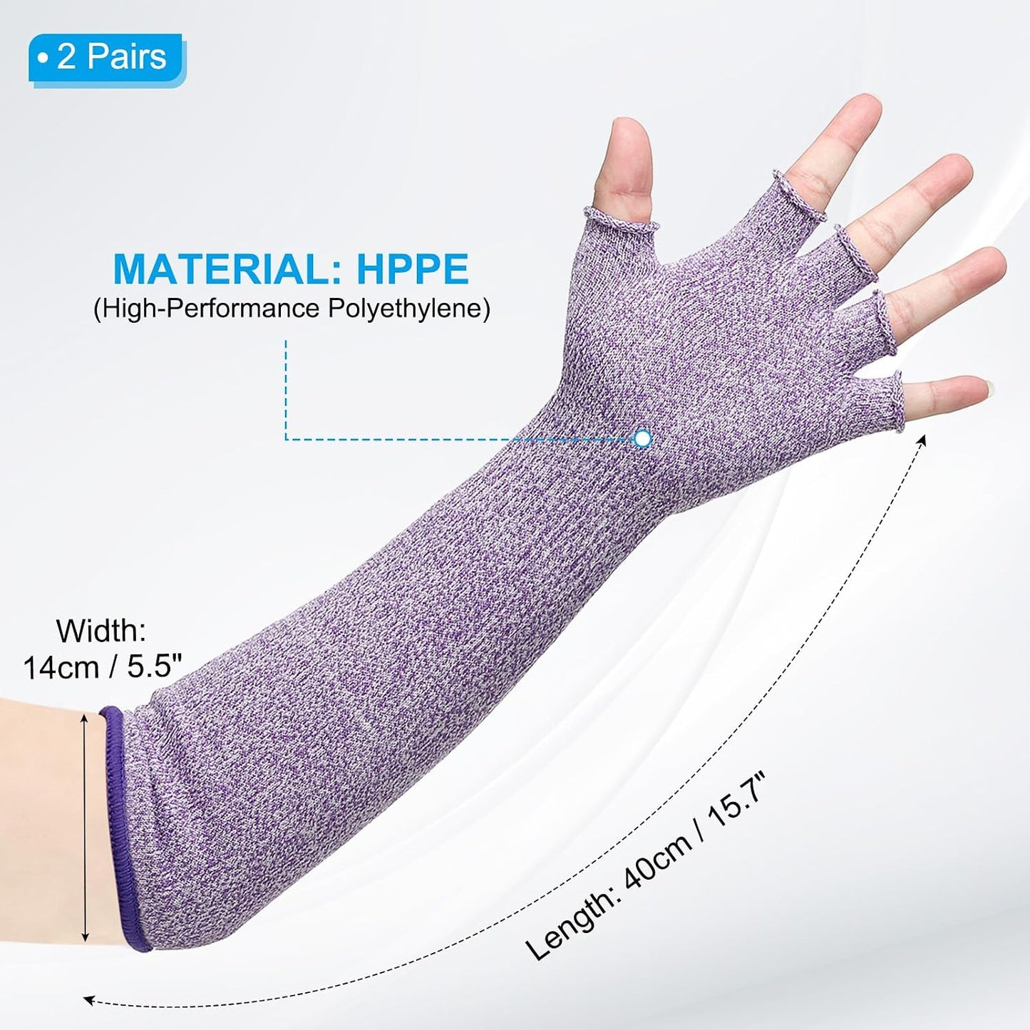 Cut Resistant Sleeves with Finger Grips Forearm Protective Sleeves Level 5 Protection Arm Safety Protectors Sleeve