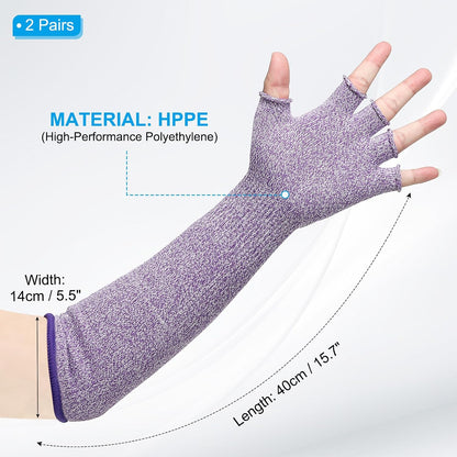 Cut Resistant Sleeves with Finger Grips Forearm Protective Sleeves Level 5 Protection Arm Safety Protectors Sleeve