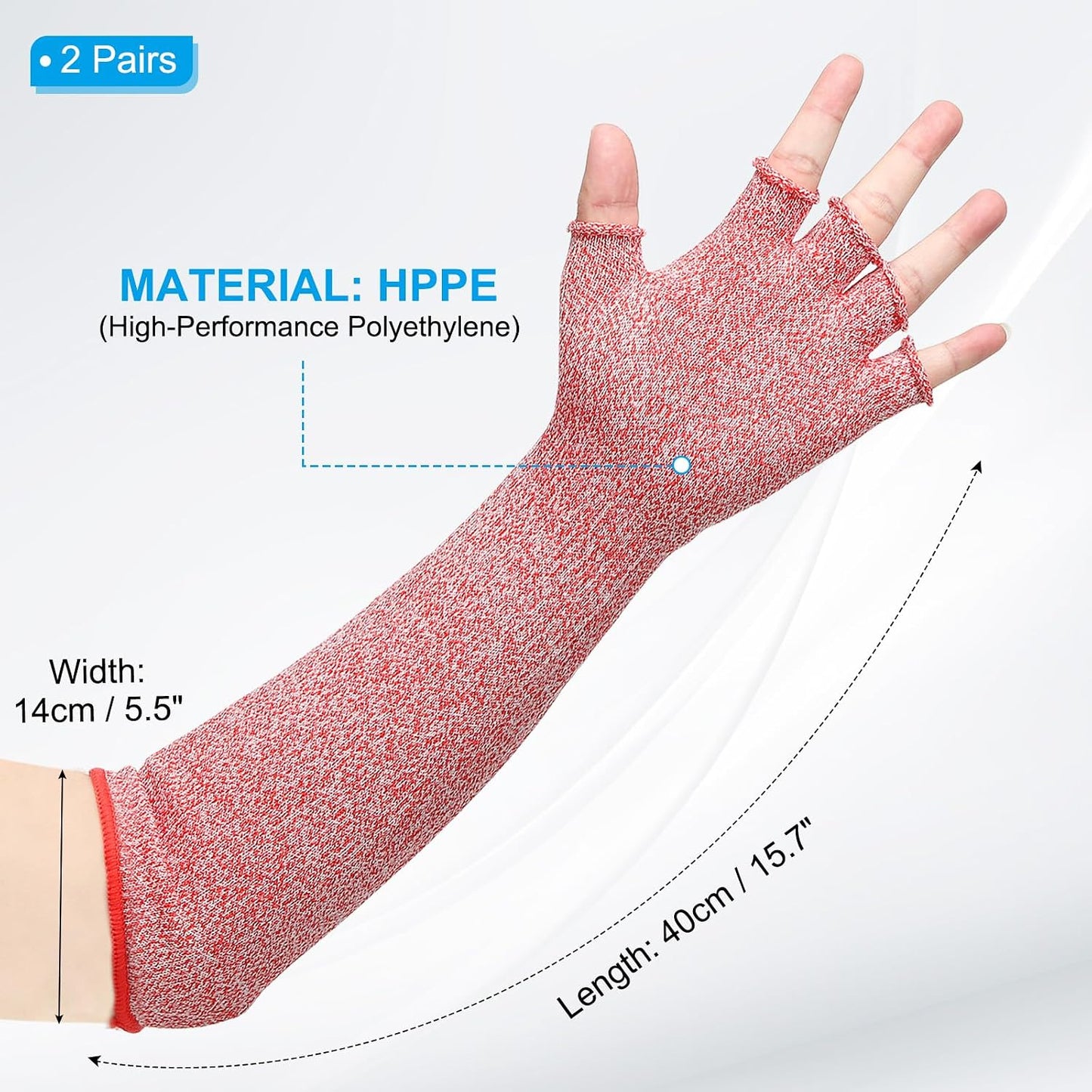 Cut Resistant Sleeves with Finger Grips Forearm Protective Sleeves Level 5 Protection Arm Safety Protectors Sleeve