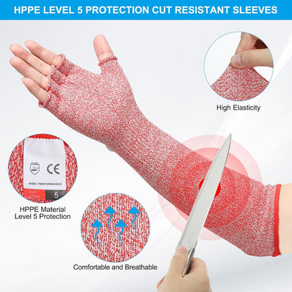 Cut Resistant Sleeves with Finger Grips Forearm Protective Sleeves Level 5 Protection Arm Safety Protectors Sleeve