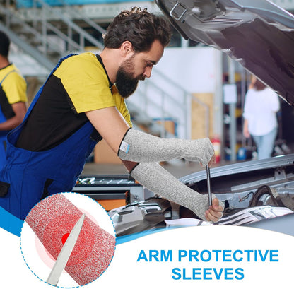 Cut Resistant Sleeves with Finger Grips Forearm Protective Sleeves Level 5 Protection Arm Safety Protectors Sleeve