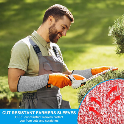 Cut Resistant Sleeves with Finger Grips Forearm Protective Sleeves Level 5 Protection Arm Safety Protectors Sleeve