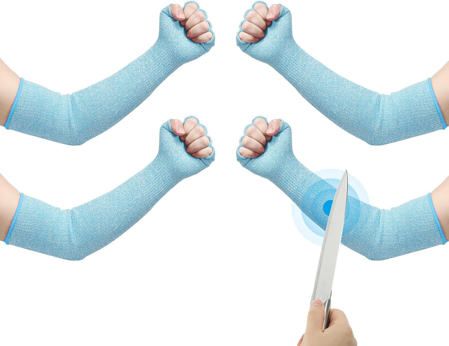Cut Resistant Sleeves with Finger Grips Forearm Protective Sleeves Level 5 Protection Arm Safety Protectors Sleeve