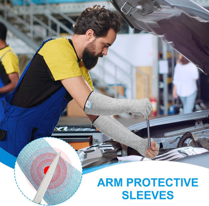 Cut Resistant Sleeves with Finger Grips Forearm Protective Sleeves Level 5 Protection Arm Safety Protectors Sleeve