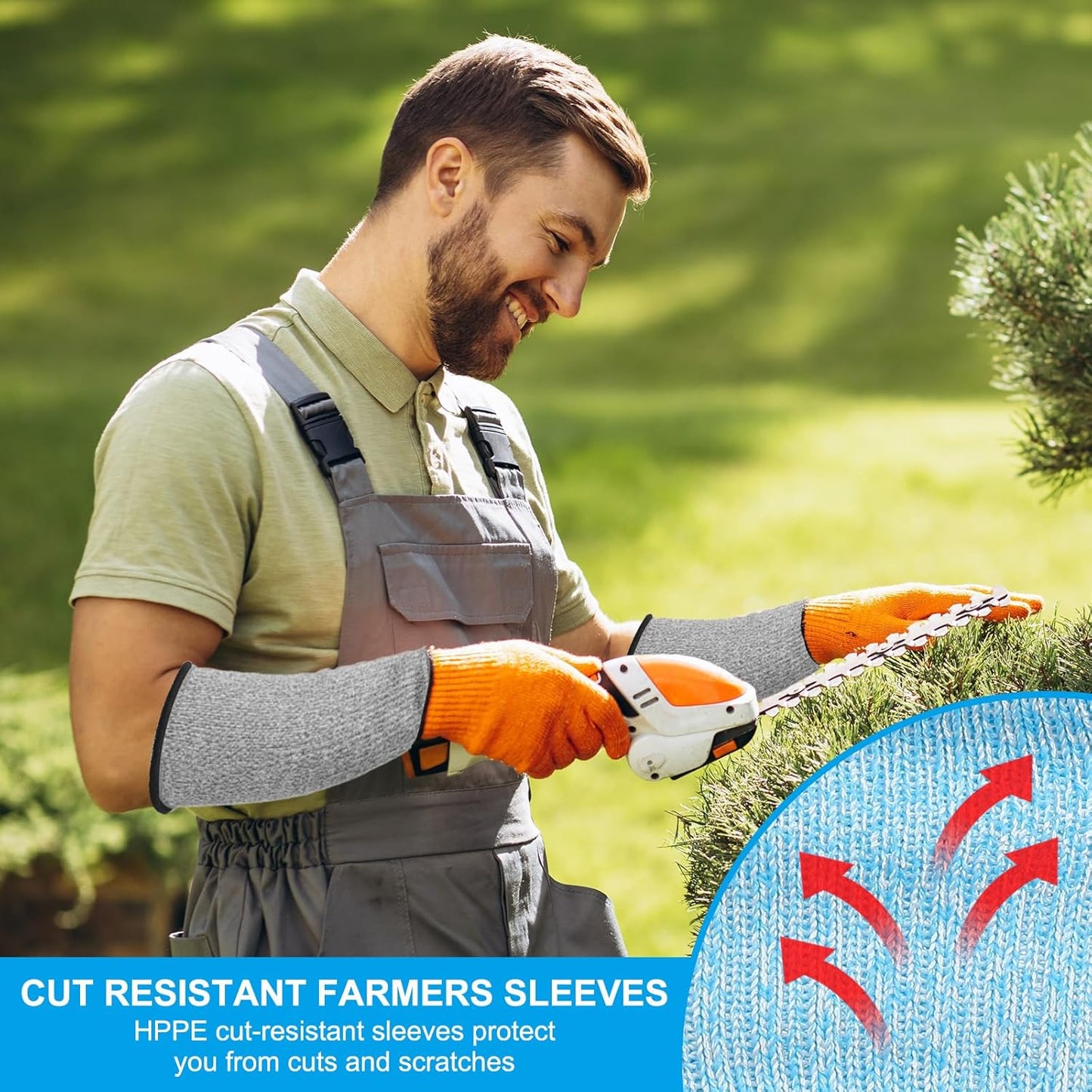 Cut Resistant Sleeves with Finger Grips Forearm Protective Sleeves Level 5 Protection Arm Safety Protectors Sleeve