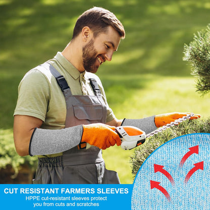 Cut Resistant Sleeves with Finger Grips Forearm Protective Sleeves Level 5 Protection Arm Safety Protectors Sleeve