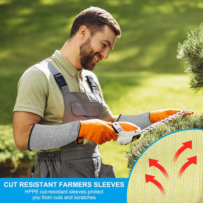 Cut Resistant Sleeves with Finger Grips Forearm Protective Sleeves Level 5 Protection Arm Safety Protectors Sleeve