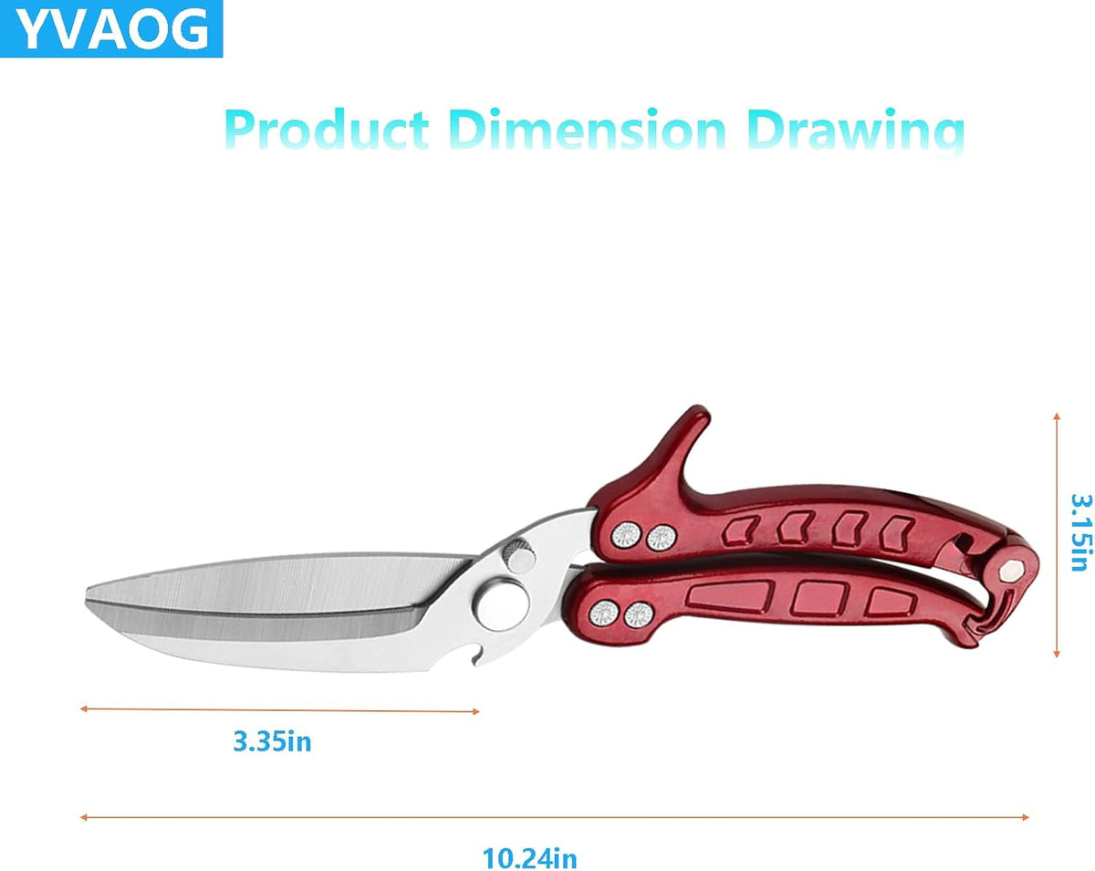 Kitchen Scissors/Shears,Multi-purpose Super Sharp Heavy Duty Poultry Scissors,for Poultry, Fish, Meat, Vegetables, a Good Partner in the Kitchen (Burgundy)