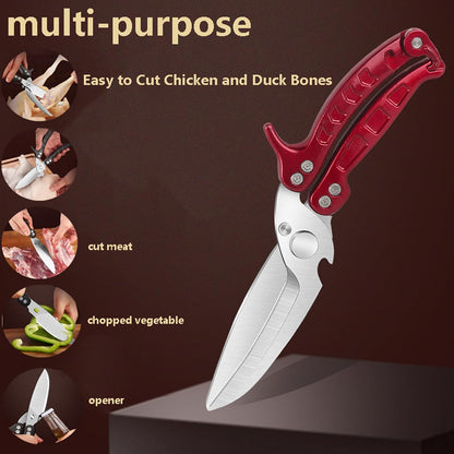 Kitchen Scissors/Shears,Multi-purpose Super Sharp Heavy Duty Poultry Scissors,for Poultry, Fish, Meat, Vegetables, a Good Partner in the Kitchen (Burgundy)