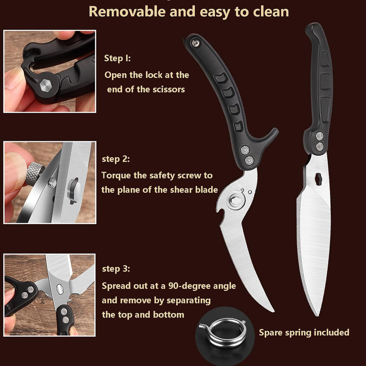 Kitchen Scissors/Shears,Multi-purpose Super Sharp Heavy Duty Poultry Scissors,for Poultry, Fish, Meat, Vegetables, a Good Partner in the Kitchen (Burgundy)