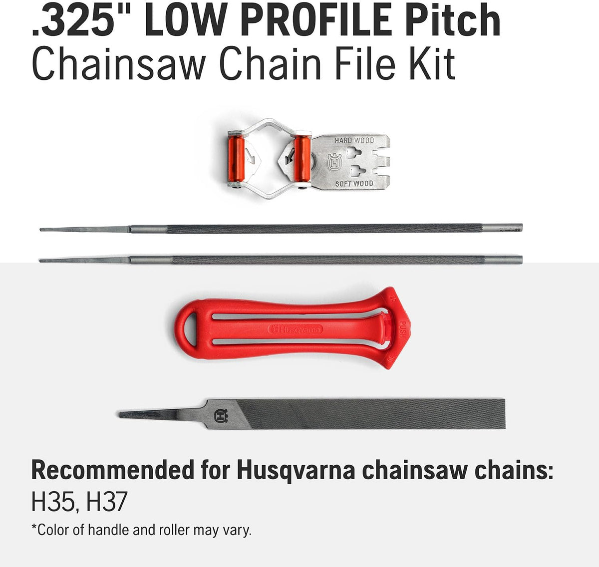 Chainsaw File Kit for 3/8" LO PRO Pitch Chainsaw Chains, Sharpening Kit Includes Handle, Combination Guide, Flat and Round Files