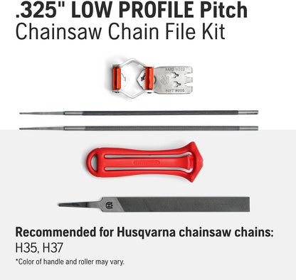 Chainsaw File Kit for 3/8" LO PRO Pitch Chainsaw Chains, Sharpening Kit Includes Handle, Combination Guide, Flat and Round Files