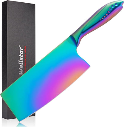7 Inch Stainless Steel Meat Butcher Cleaver, Chinese Chef Knife | Super Sharp German High-Carbon Steel Blade, Ergonomic Handle, Ideal for Meat and Veg. Perfect for Home and Restaurant Cooks