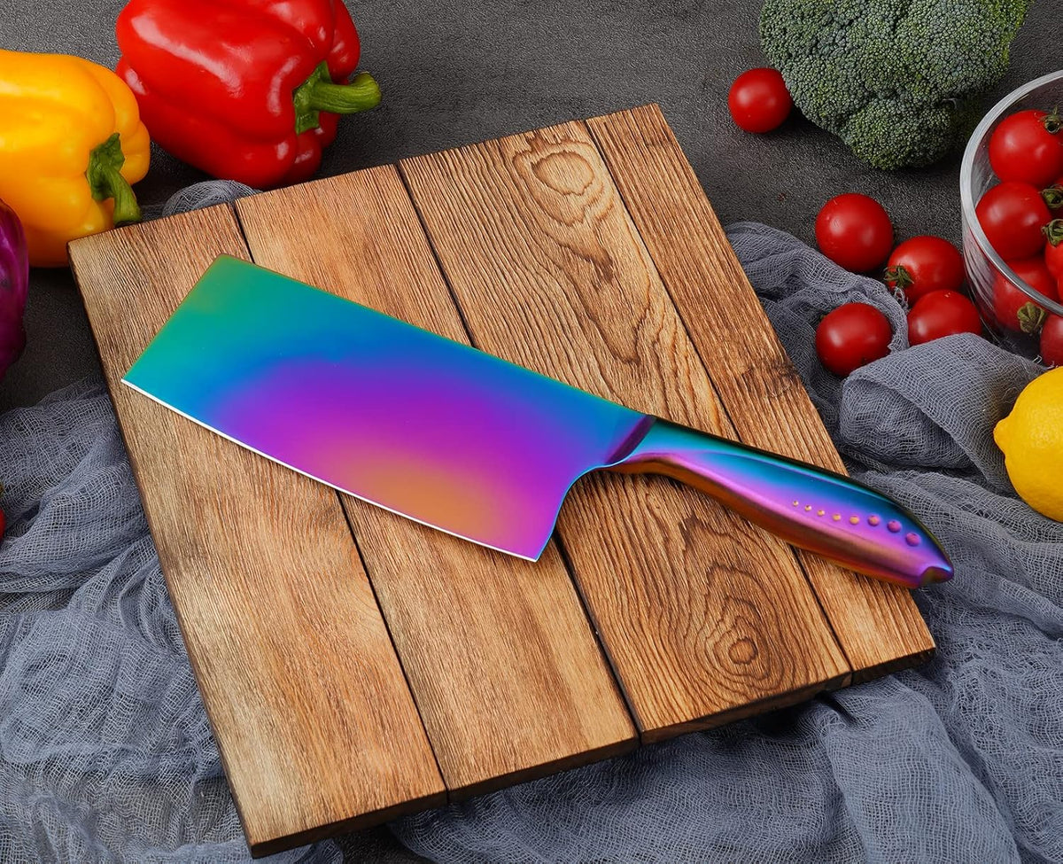 7 Inch Stainless Steel Meat Butcher Cleaver, Chinese Chef Knife | Super Sharp German High-Carbon Steel Blade, Ergonomic Handle, Ideal for Meat and Veg. Perfect for Home and Restaurant Cooks