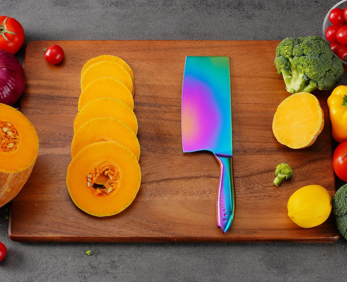 7 Inch Stainless Steel Meat Butcher Cleaver, Chinese Chef Knife | Super Sharp German High-Carbon Steel Blade, Ergonomic Handle, Ideal for Meat and Veg. Perfect for Home and Restaurant Cooks