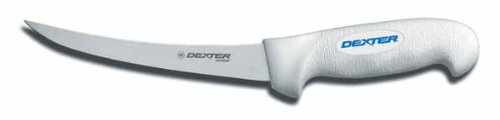 SG131-6-PCP 6" White Narrow Curved Boning Knife with Soft Rubber Grip Handle