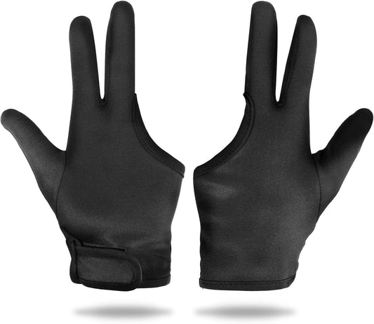 2 Pcs 3 Finger Heat Resistant Gloves for Hair Styling Heat Protector Barber Glove Mittens Professional Reusable Curling Wand Protector for Hair Dye Black