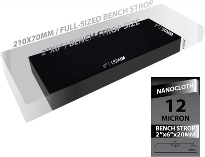 12 Micron 2"x6" Nanocloth Knife Strop (unloaded)-3/4" thick Acrylic, Premium Strop for Diamond Emulsions