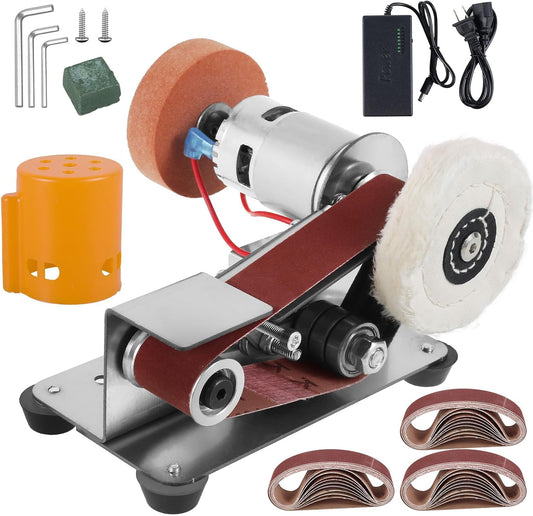 Mini Sander, 15 Electric Grinder, 7-Speed Knife Sharpener, Heavy Duty Sander w/30 Sanding Belts, Electric Grinding Machine for Metal Jewelry