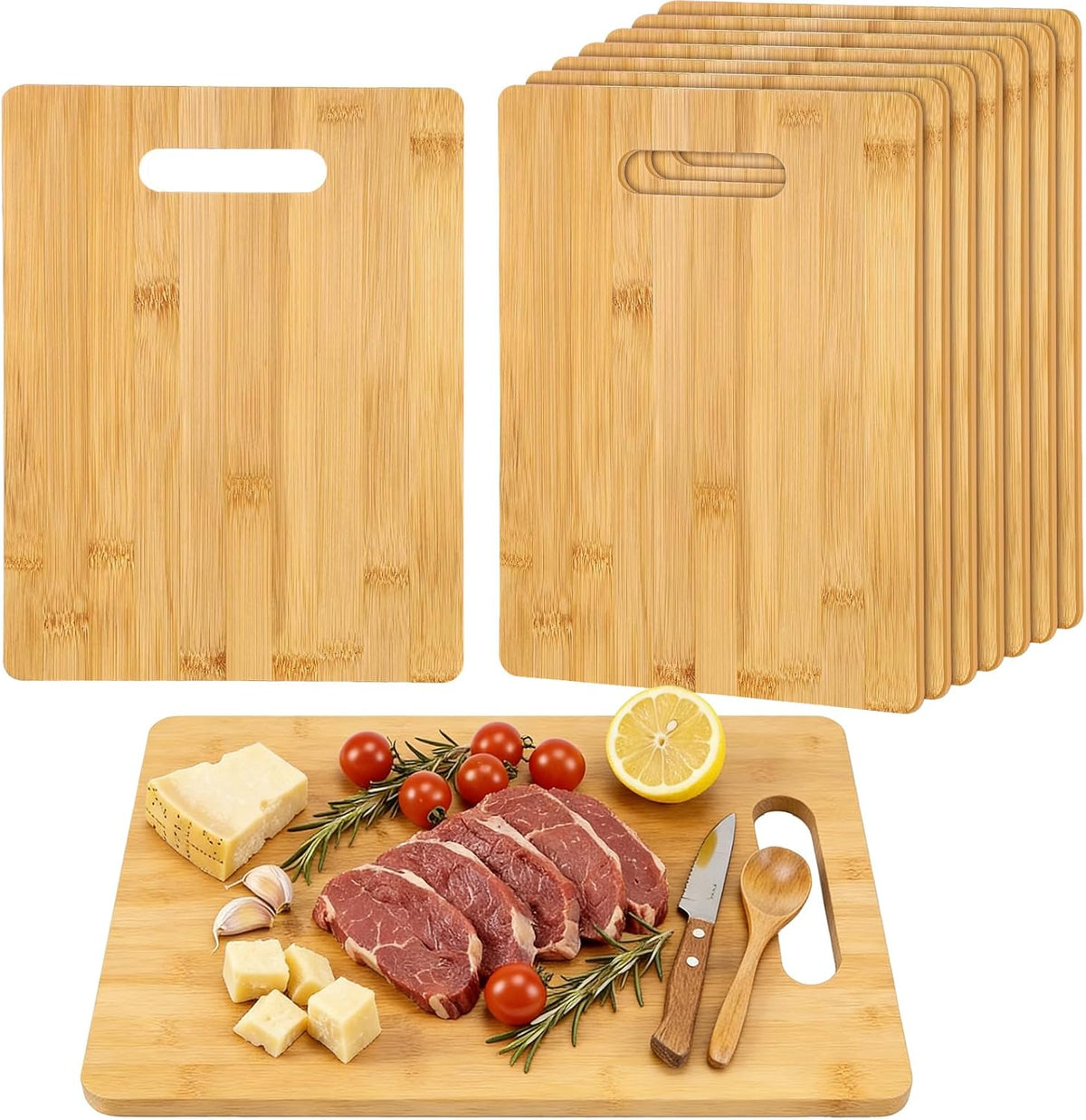 18 Pack 12" x 8" Wood Cutting Boards with Handles Laser Engraving Bamboo Cutting Board Blanks Bulk Craft Boards for Wood Burning, Custom Engraving Gifts