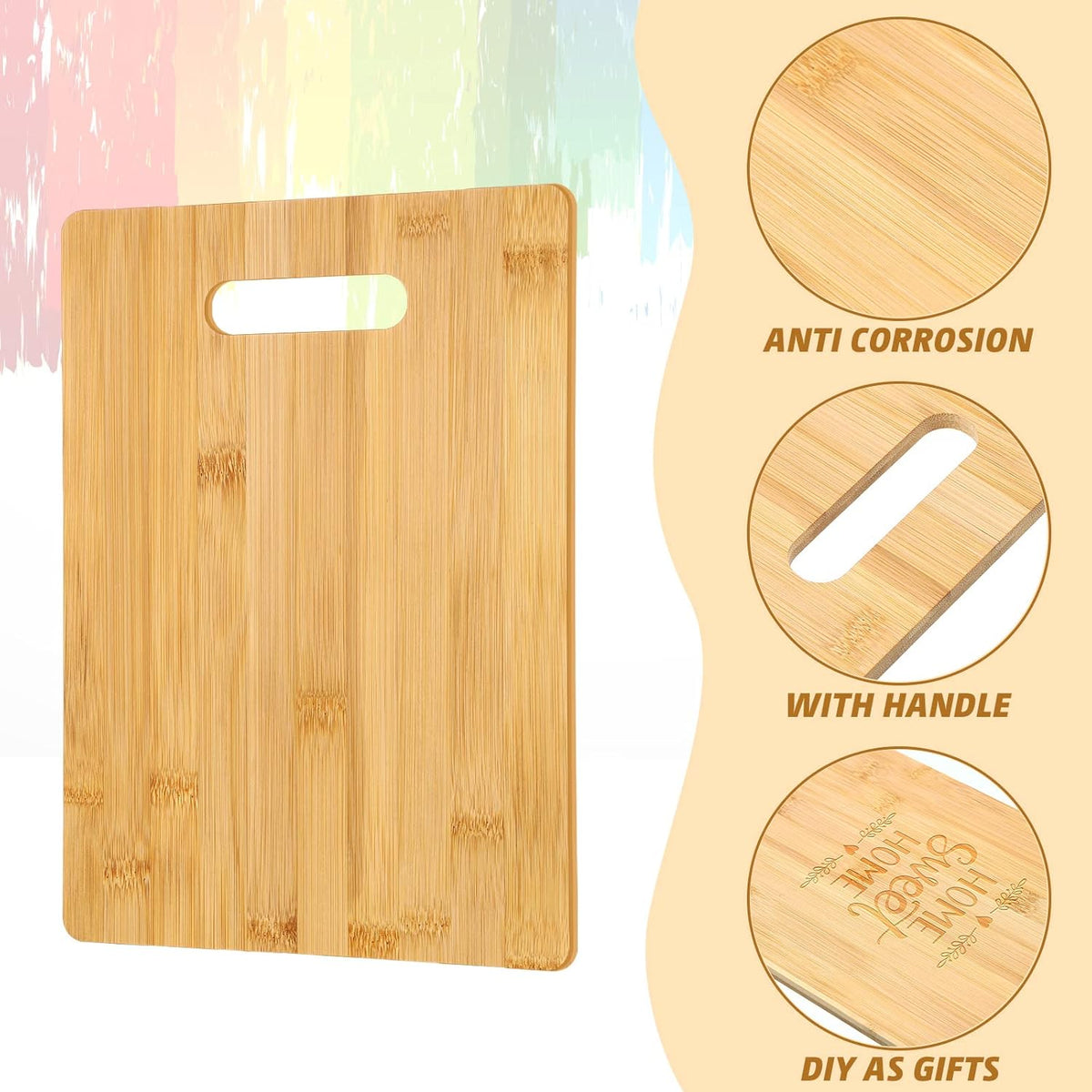 18 Pack 12" x 8" Wood Cutting Boards with Handles Laser Engraving Bamboo Cutting Board Blanks Bulk Craft Boards for Wood Burning, Custom Engraving Gifts