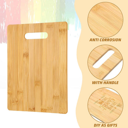 18 Pack 12" x 8" Wood Cutting Boards with Handles Laser Engraving Bamboo Cutting Board Blanks Bulk Craft Boards for Wood Burning, Custom Engraving Gifts